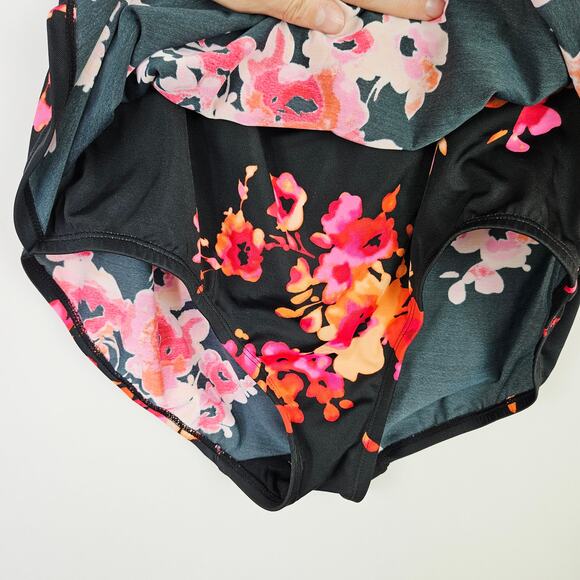 Swimsuits For All Aquabelle One Piece Swimsuit Sz 14 Floral Ruched Tummy Control - Picture 5 of 13